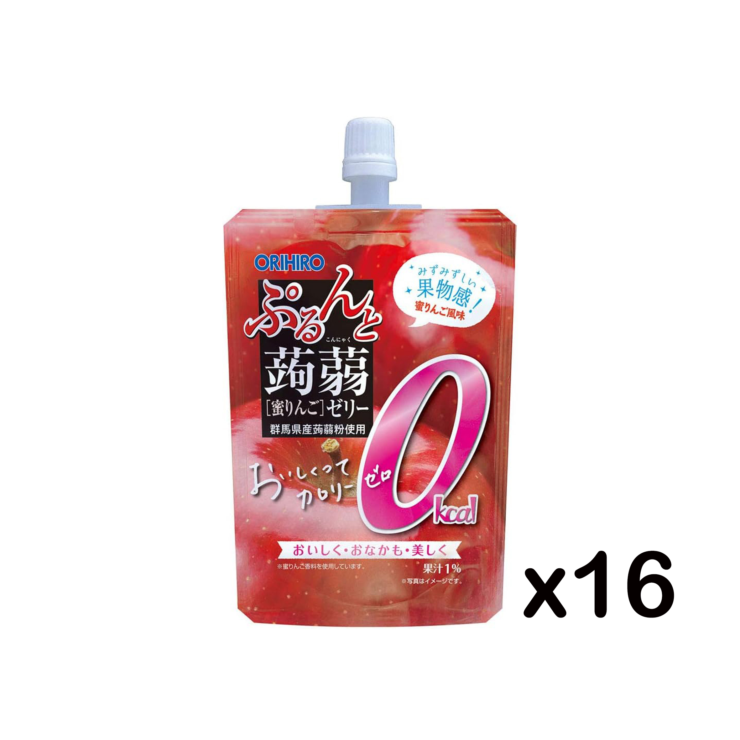 [N-0036-02] 오리히로 곤약젤리 꿀사과 제로칼로리 스탠딩 130g X 16개