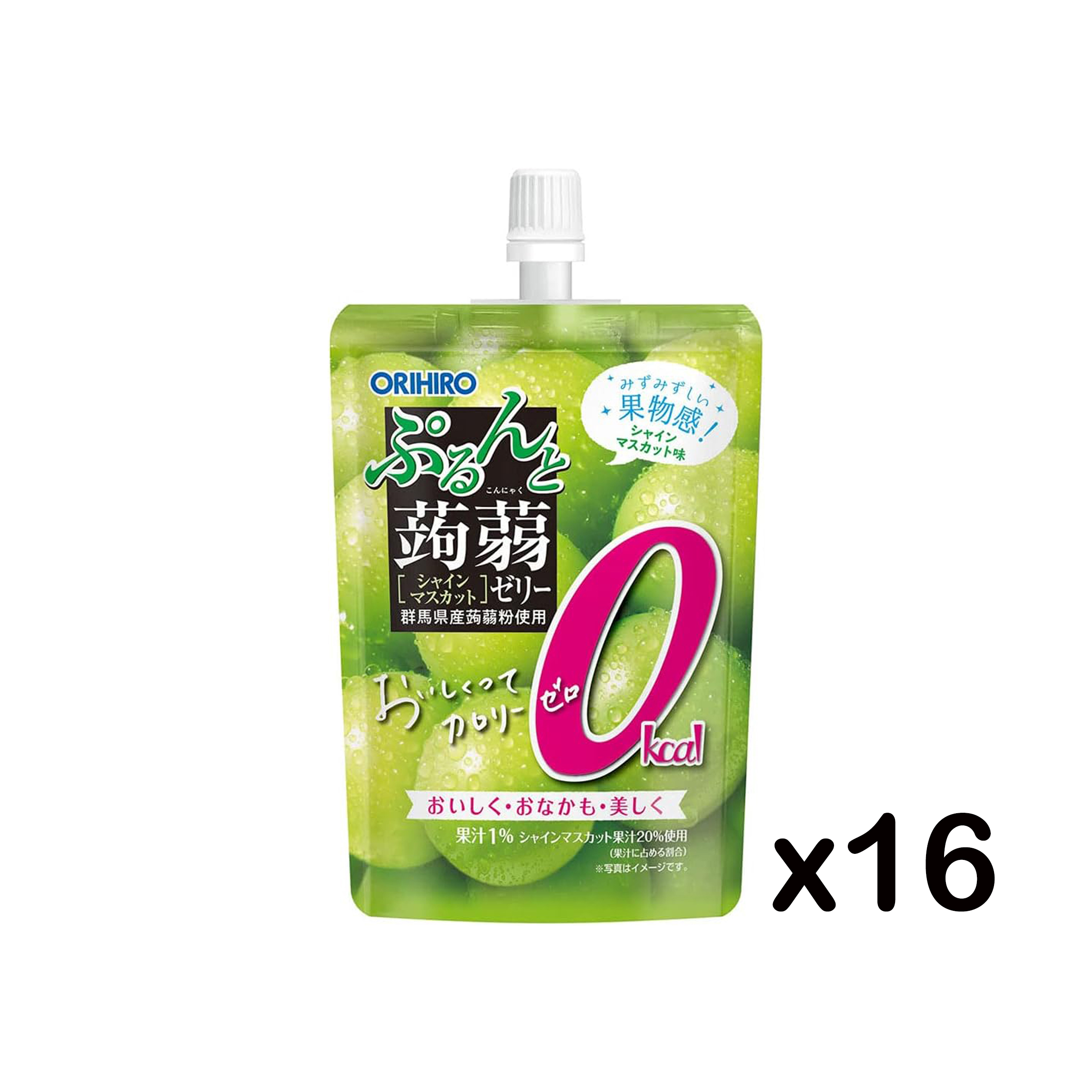 [N-0040-02] 오리히로 곤약젤리 머스캣 제로칼로리 스탠딩 130g X 16개